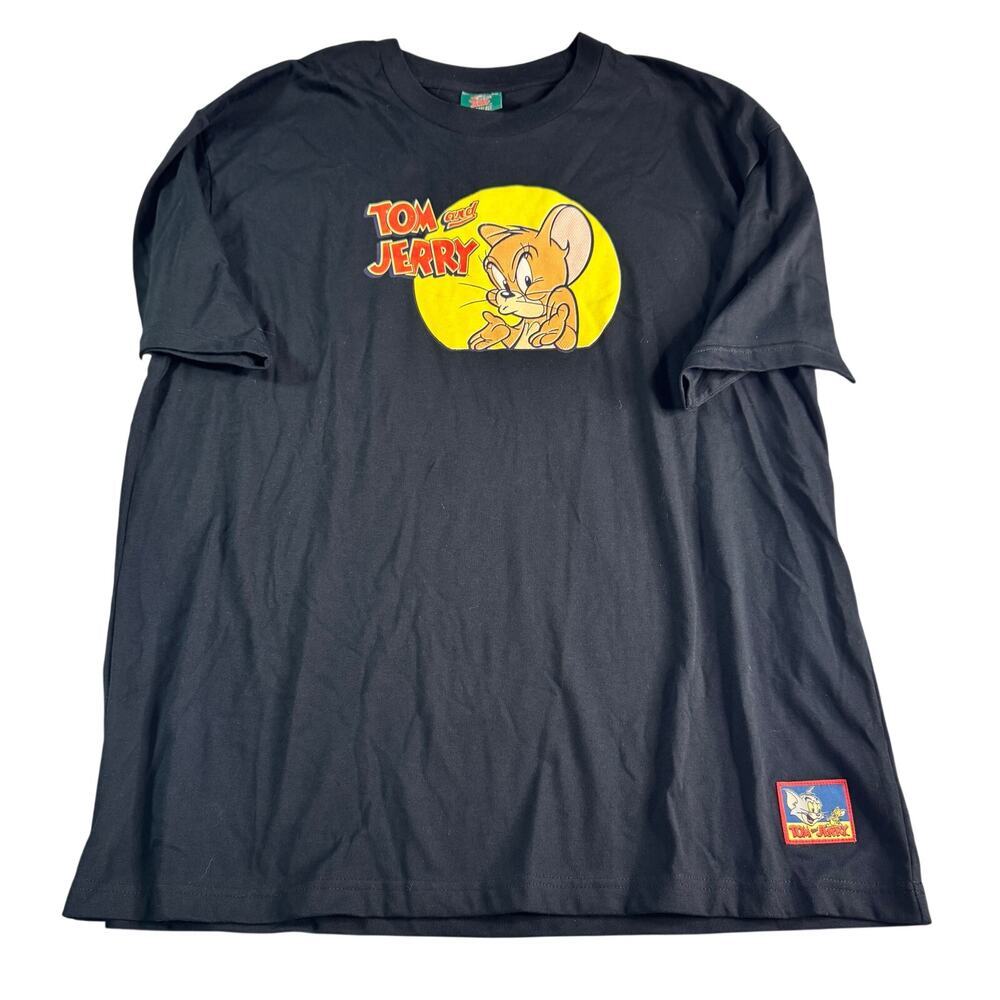 Tom & Jerry Shoe Palace Graphic T Shirt Mens Large Black Double Sided Cartoon